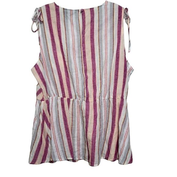 Lane Bryant Striped Tie-Shoulder Linen Blend Top Size 18/20 - Picture 7 of 10